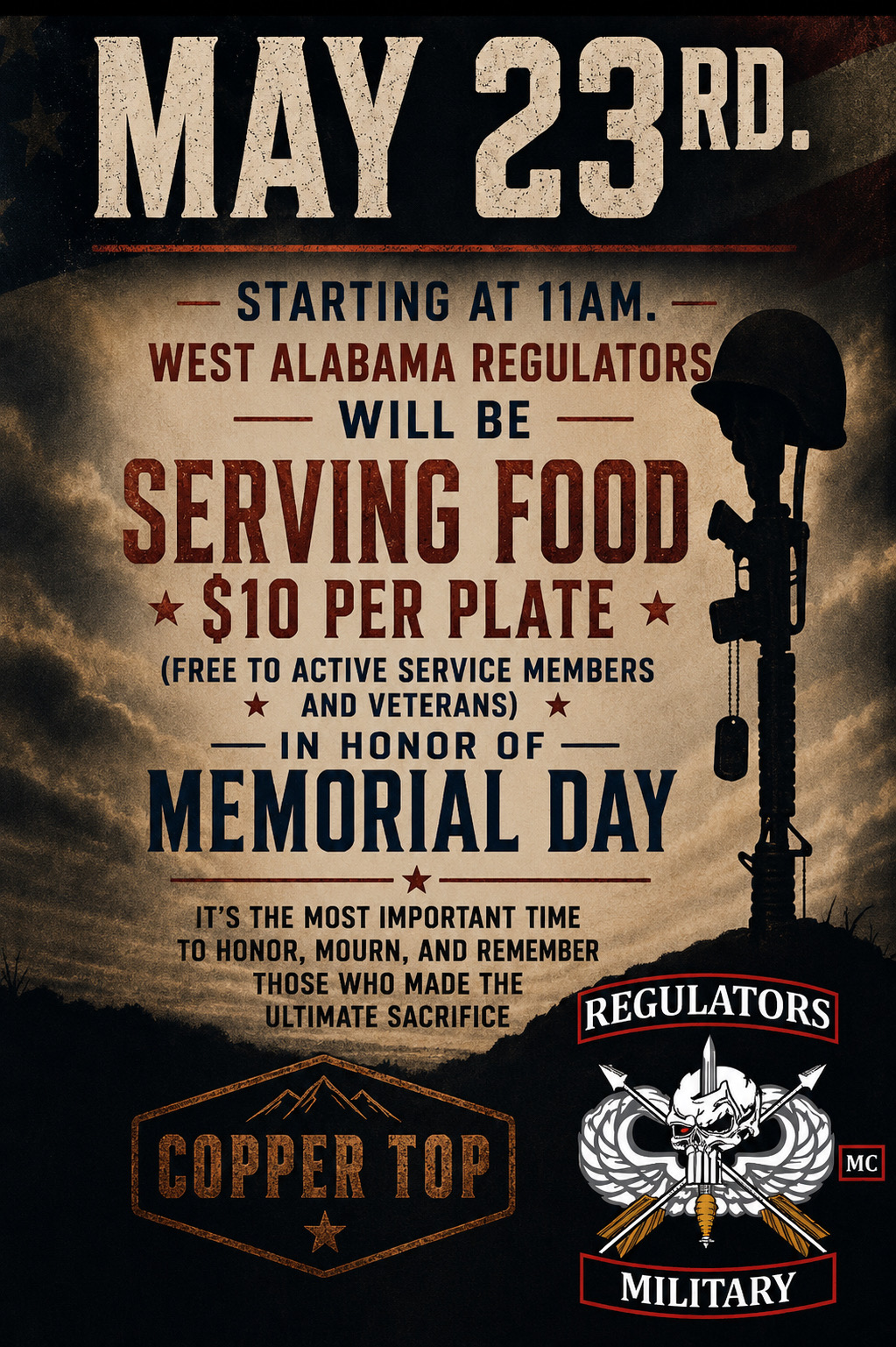 Flyer for Memorial Day · Serving Those Who Served